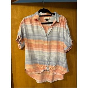 Tie front button up blouse